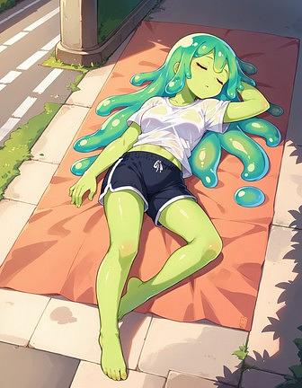 Sylvie, slime girl on road