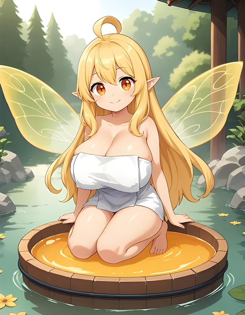 Liora, fairy girl in onsen
