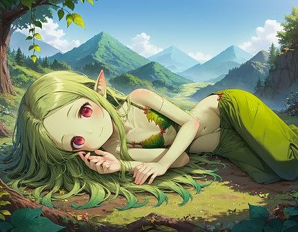 Elowen, dryad girl in mountain